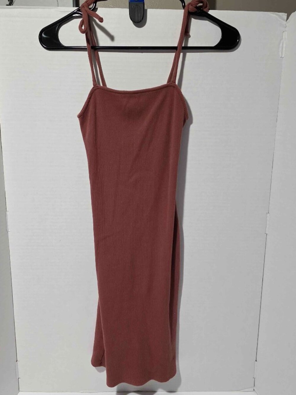 Wild Fable Rust Mauve Ribbed Knit Cami Dress Tie Strap Women's XS